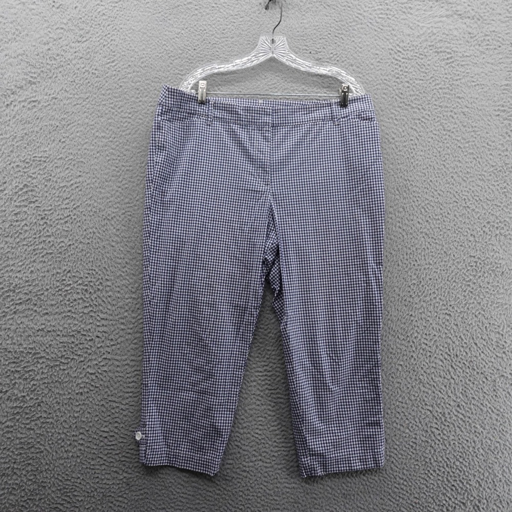 Talbots Gingham Check Perfrect Crop Pants 16 Petite Blue White Womens‎ Beach
